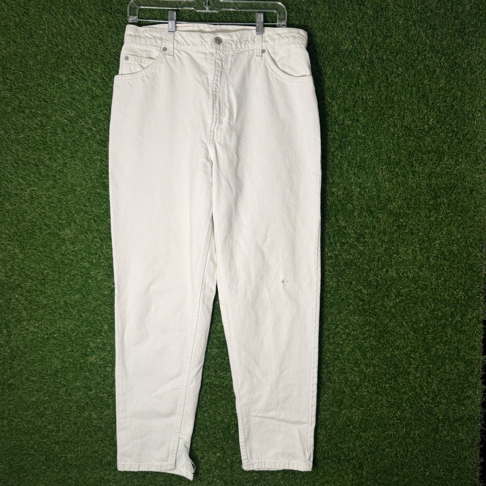 Vintage Levis 550‎ White Relaxed Fit Tapered Leg Orange Tab Jeans 32x29 USA Made